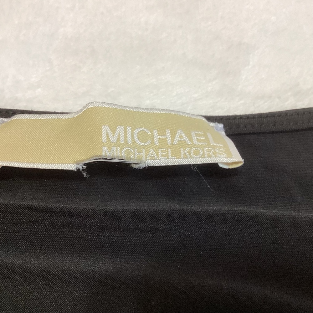 Michael Michael Kors Black Pullover Top with Gold Metal Logo XL Stretchy Goth - Picture 3 of 6